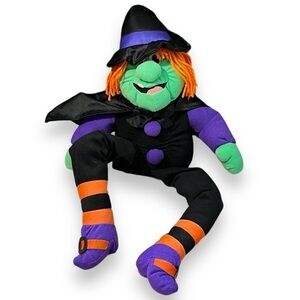 Vintage 1995 Stuffins Halloween Witch Velour plush toy Shelf Sitter Decor